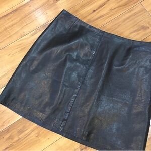 Anna Sui black leather mini skirt goth preppy holiday biker small 4 trending